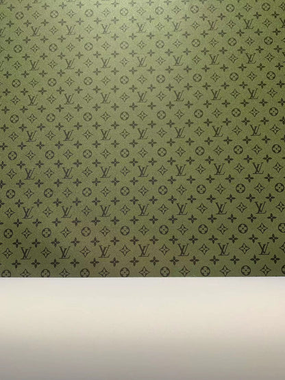 Classic Army Green Vinyl Crafting Leather Fabric For Handmade Sneakers ,Upholstery And Car Interior DIY Handicraft By Yard