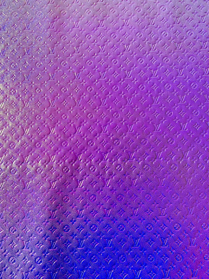 Fashion Small 0.5 inch Size LV Reflective Laser Embossed Leather Fabric For Handmade Sneaker ,Upholstery Car By Yard