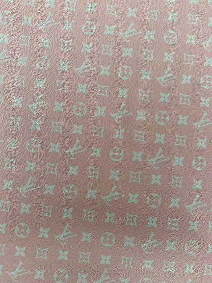 Fashion Pink LV Design Vinyl Leather for Handmade Shoes ,Handmade Bags Leather By Yard
