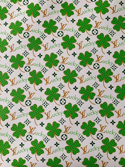 Tianchao New Lucky Design Clover LV Vinyl Leather For Handmade Sneaker , Upholstery Goods By Yard