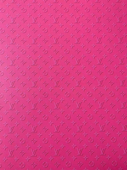 Fashion Dark Pink LV Ghosting Design Vinyl Leather For Handmade Sneaker,Upholstery Goods By Yard