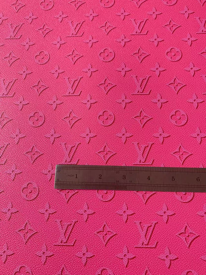 Fashion Dark Pink LV Ghosting Design Vinyl Leather For Handmade Sneaker,Upholstery Goods By Yard