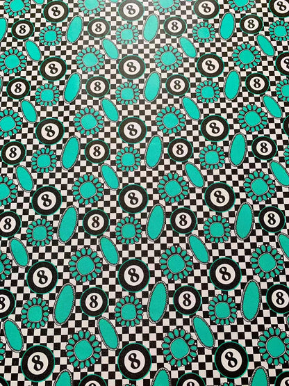 Fashion Snooker Black Eight Design Leather Fabric For Custom Shoes ,Sneaker, Furniture Goods By Yard