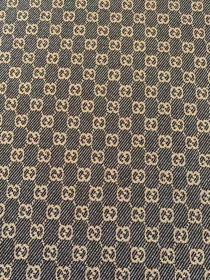 Craft Gray With Tan 0.5" Gucci Knitting Jacquard Cloth Fabric For Handmade Apparel ,Clothing ,Sneaker Upholstery Goods By Yard