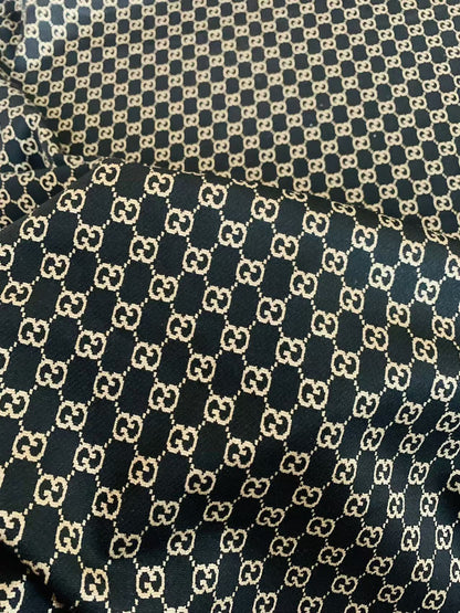 Craft Black With Cream 0.5" Gucci Knitting Jacquard Cloth Fabric For Handmade Apparel ,Clothing ,Sneaker Upholstery Goods By Yard