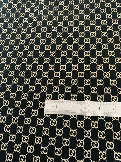 Craft Black With Cream 0.5" Gucci Knitting Jacquard Cloth Fabric For Handmade Apparel ,Clothing ,Sneaker Upholstery Goods By Yard