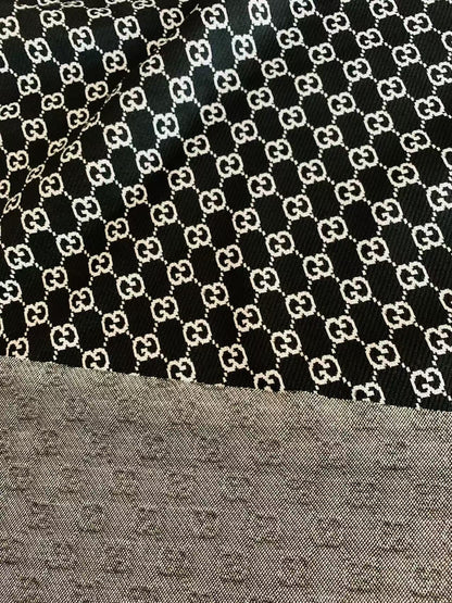 Craft Black With White 0.5" Gucci Knitting Jacquard Cloth Fabric For Handmade Apparel ,Clothing ,Sneaker Upholstery Goods By Yard