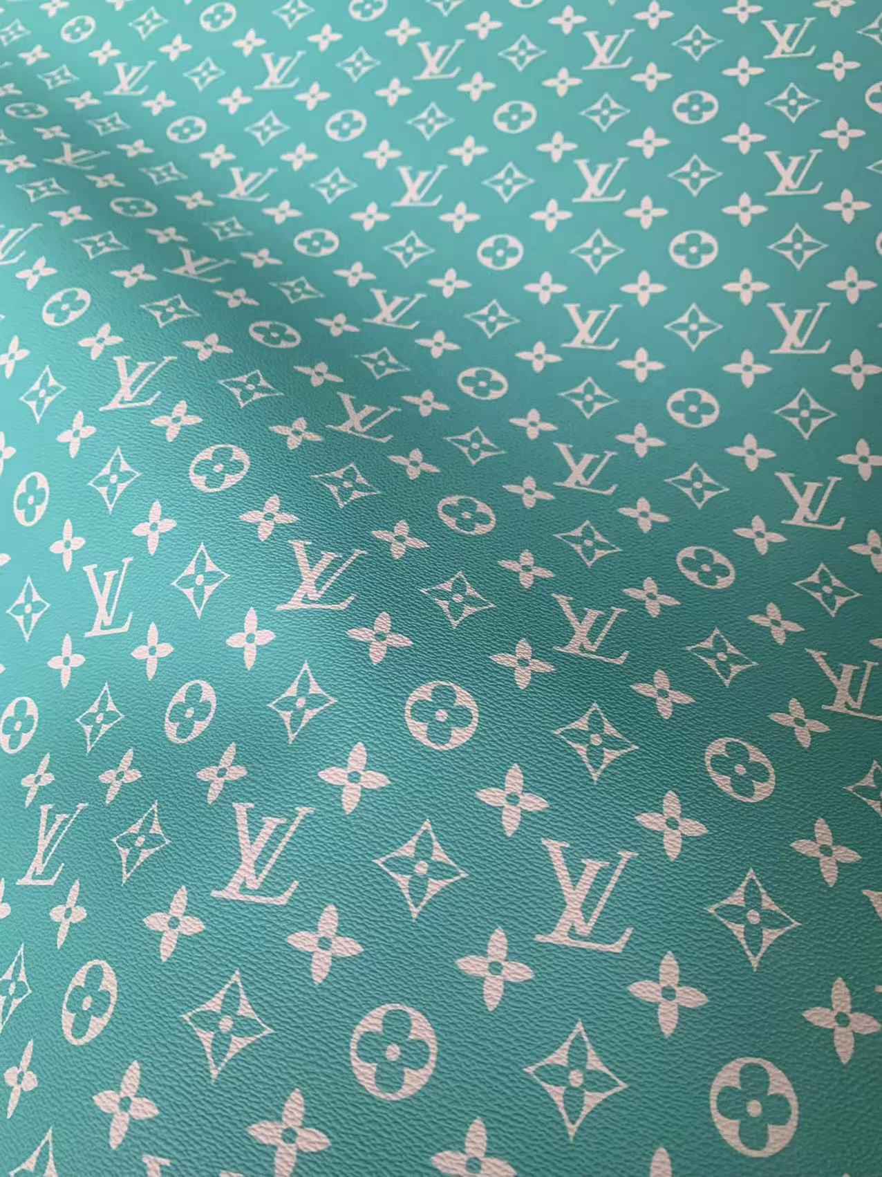 Classic Bright Blue LV Vinyl leather fabric&nbsp; For Handmade Handicraft Goods