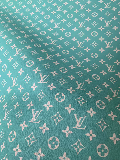 Classic Bright Blue LV Vinyl leather fabric&nbsp; For Handmade Handicraft Goods