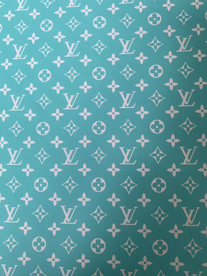 Classic Bright Blue LV Vinyl leather fabric&nbsp; For Handmade Handicraft Goods