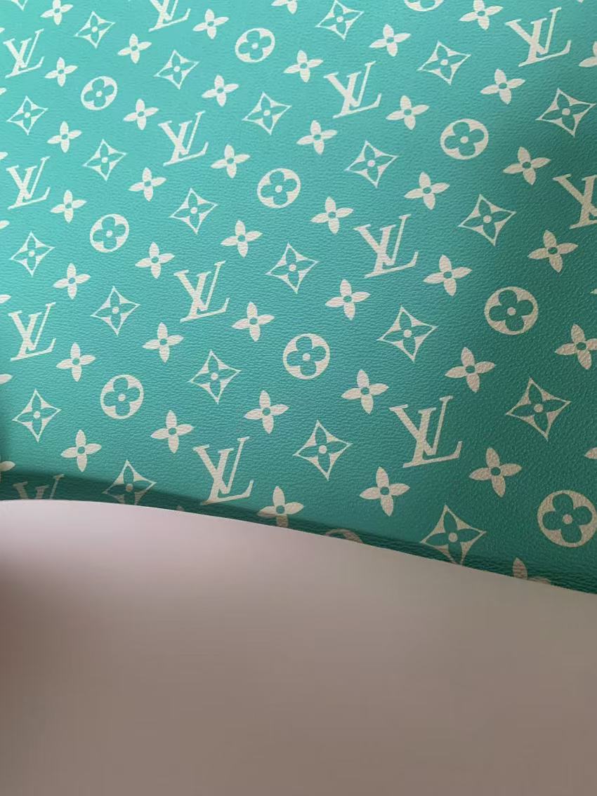 Classic Bright Blue LV Vinyl leather fabric&nbsp; For Handmade Handicraft Goods