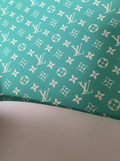 Classic Bright Blue LV Vinyl leather fabric&nbsp; For Handmade Handicraft Goods