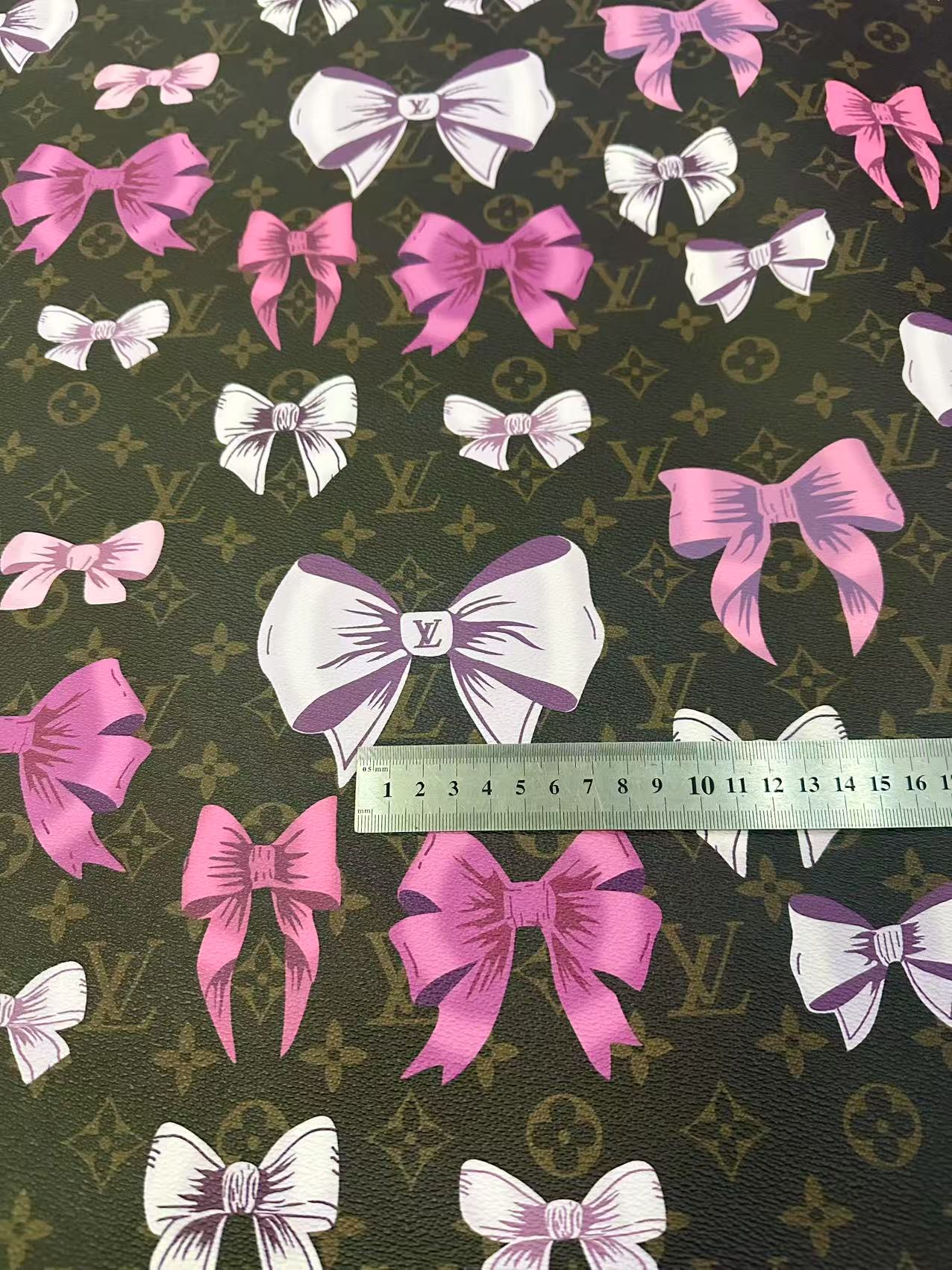 Fashion Bow Vinyl Leather Fabric For Handmade Sneaker,Upholstery Goods By Yard