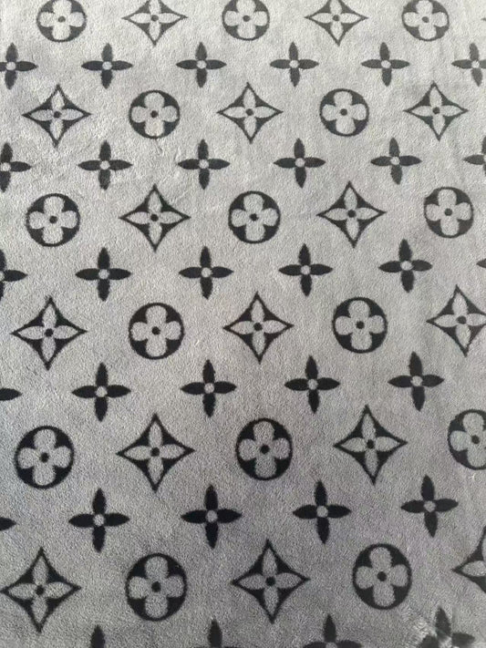 Big LV Design Gray NO LOGO Rabbit Plush Fabric, Cony Fabric For Handmade Clothing By Yard