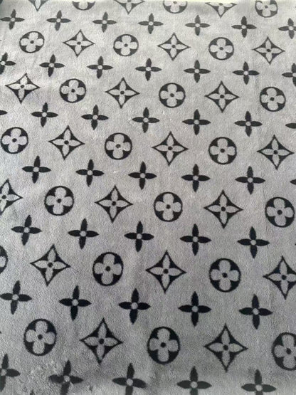 Big LV Design Gray NO LOGO Rabbit Plush Fabric, Cony Fabric For Handmade Clothing By Yard
