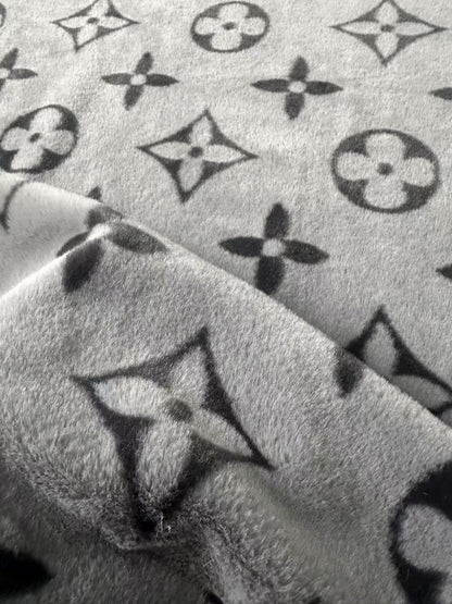 Big LV Design Gray NO LOGO Rabbit Plush Fabric, Cony Fabric For Handmade Clothing By Yard
