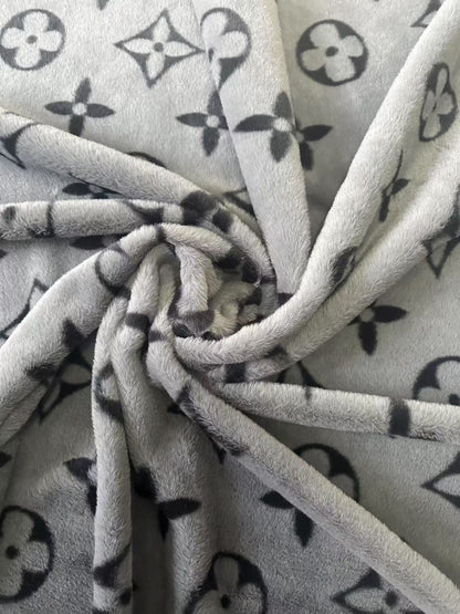 Big LV Design Gray NO LOGO Rabbit Plush Fabric, Cony Fabric For Handmade Clothing By Yard