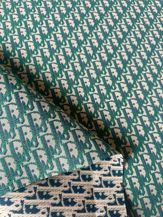 Craft Dior Canvas Jacquard Cloth Fabric For Handmade Bags, Sneaker, Hat Fabric By Yard(Green)