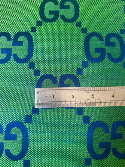 Classic 2.3 Inch Gucci Canvas Jacquard Cloth Fabric For Sewing Handicraft By Yards (Green)