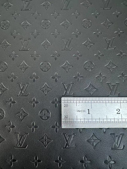 Craft 0.5 Inch LV Black Embossed Leather For Handmade Upholstery,Shoes Goods By Yard