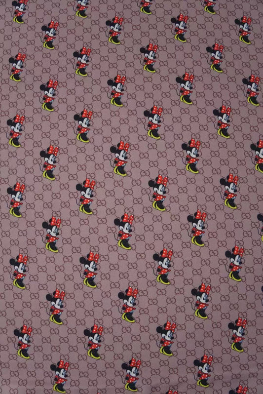 Fashion Gucci Disney Minnie Mouse Cotton With Polyester Fabric, Clothing Elastic Fabric By Yard