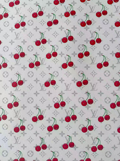 New White Cherry With LV Leather Fabric For Handmade shoes,Upholstery Handicraft Goods By Yard