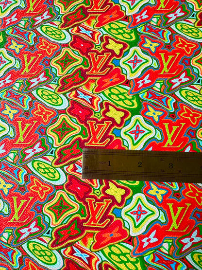 Classic LV Vinyl Geometric Leather Case Fabric For Handmade Bag ,Shoes,Sneaker Fabric By Yard