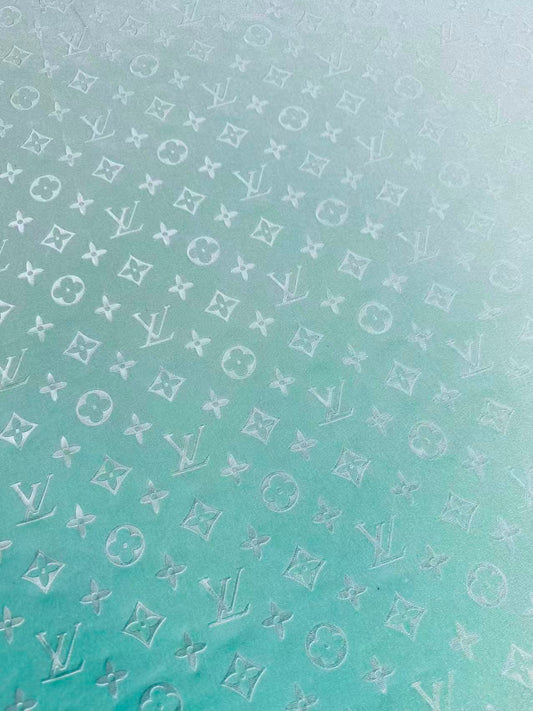 Popular Luxury LV Knitting Velvet Fabric For Handmade Sneaker,Car Upholstery and Apparel By Yard(Light Tiffany Blue)