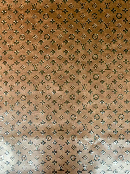 Fashion LV Vantage Embossed Leather Fabric For Handmade Handicrafts，DIY Shoes ,Customized Bags LV Design Leather By Yard (Brown)