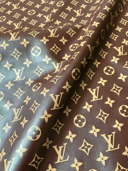 Craft Brown LV Monogram Soft Leather For Handmade Snoes,Upholstery Clothing Leather By Yard