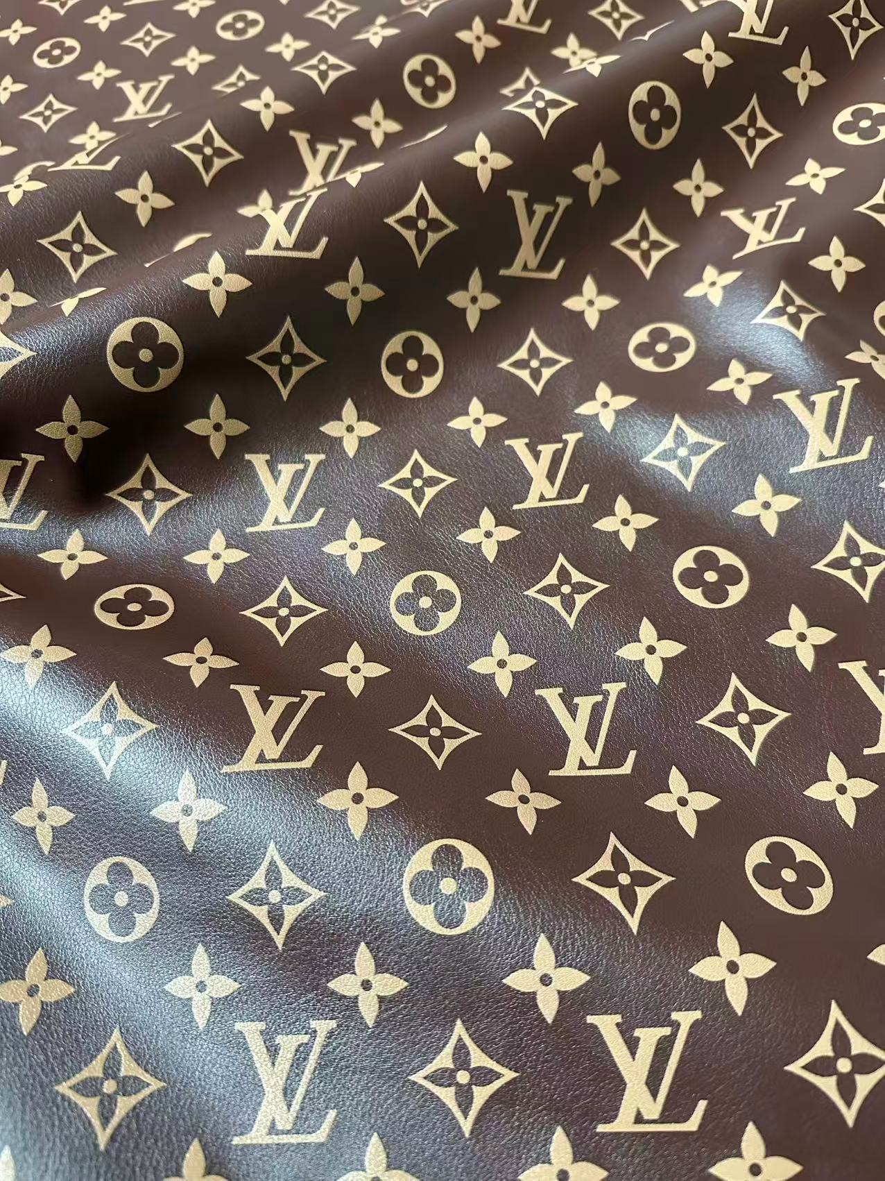 Craft Brown LV Monogram Soft Leather For Handmade Snoes,Upholstery Clothing Leather By Yard