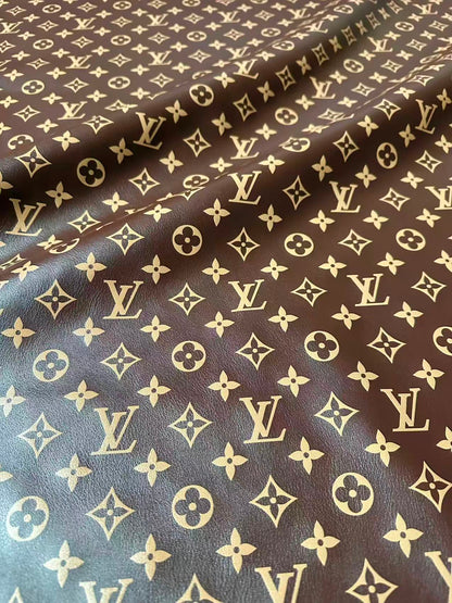 Craft Brown LV Monogram Soft Leather For Handmade Snoes,Upholstery Clothing Leather By Yard