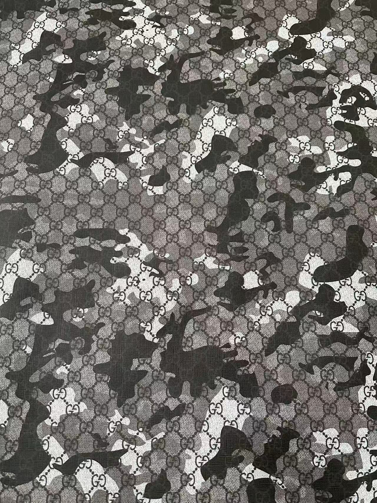 Fashion Gucci With Camouflage Leather Fabric For Handmade Shoes, Upholstery Goods By Yard(Gray)