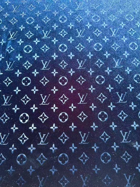Popular Luxury LV Knitting Velvet Fabric For Handmade Sneaker,Car Upholstery and Apparel By Yard(Navy Blue)