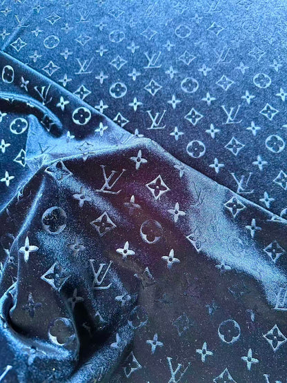 Popular Luxury LV Knitting Velvet Fabric For Handmade Sneaker,Car Upholstery and Apparel By Yard(Navy Blue)