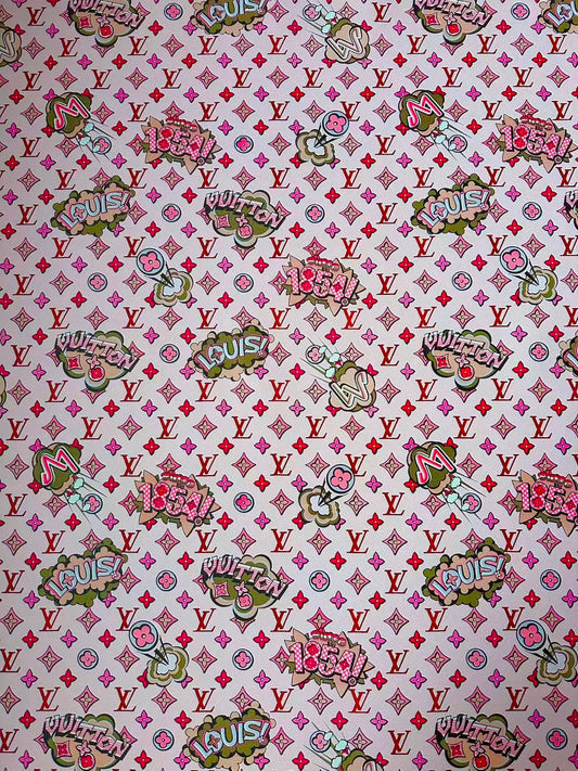 Fashion Pink LV 1854 Leather Fabric For Handmade Sneaker,Bag,Upholstery Handicraft Goods By Yard