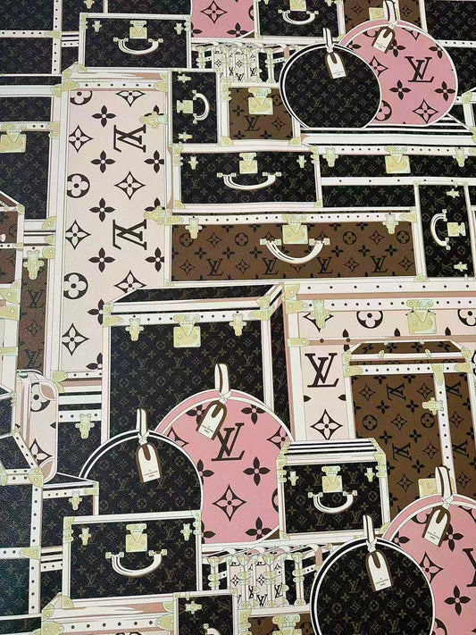 Craft LV Suitcase Leather Fabric For Handmade Shoes, Bag ,Upholstery Goods By Yard
