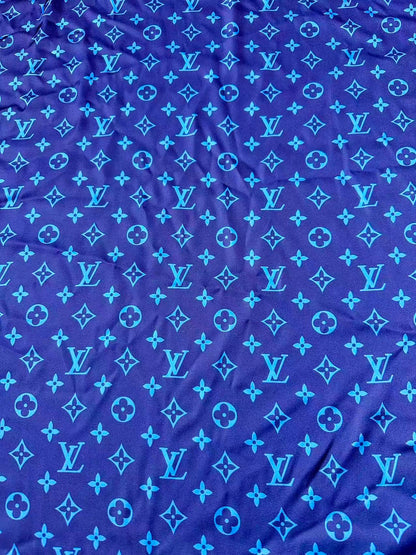 Craft LV Blue Silk Printing Cloth Fabric For Handmade Handicraft Goods By Yard