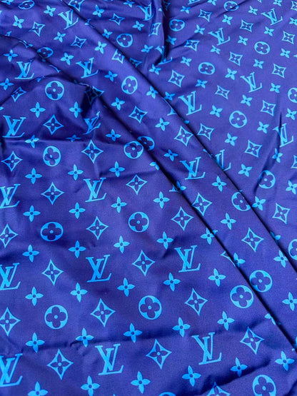 Craft LV Blue Silk Printing Cloth Fabric For Handmade Handicraft Goods By Yard
