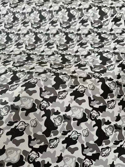 Classic Bape With Man Leather Fabric For Bags Leather Shoes Custom Leather By Yard (Gray)