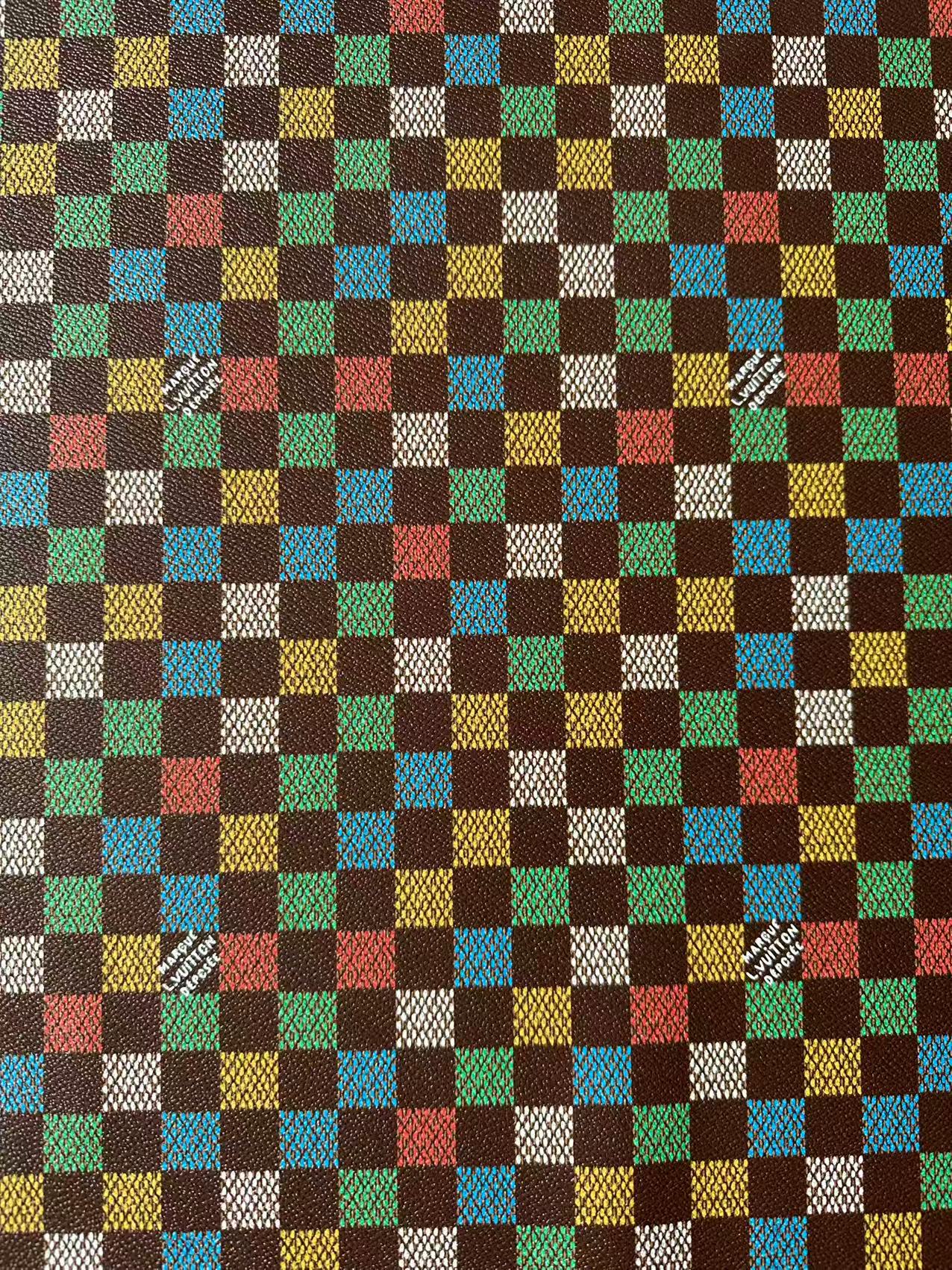 Craft Colorful Damier Leather Fabric For Handmade Shoes, Upholstery,Car DIY Goods By Yard