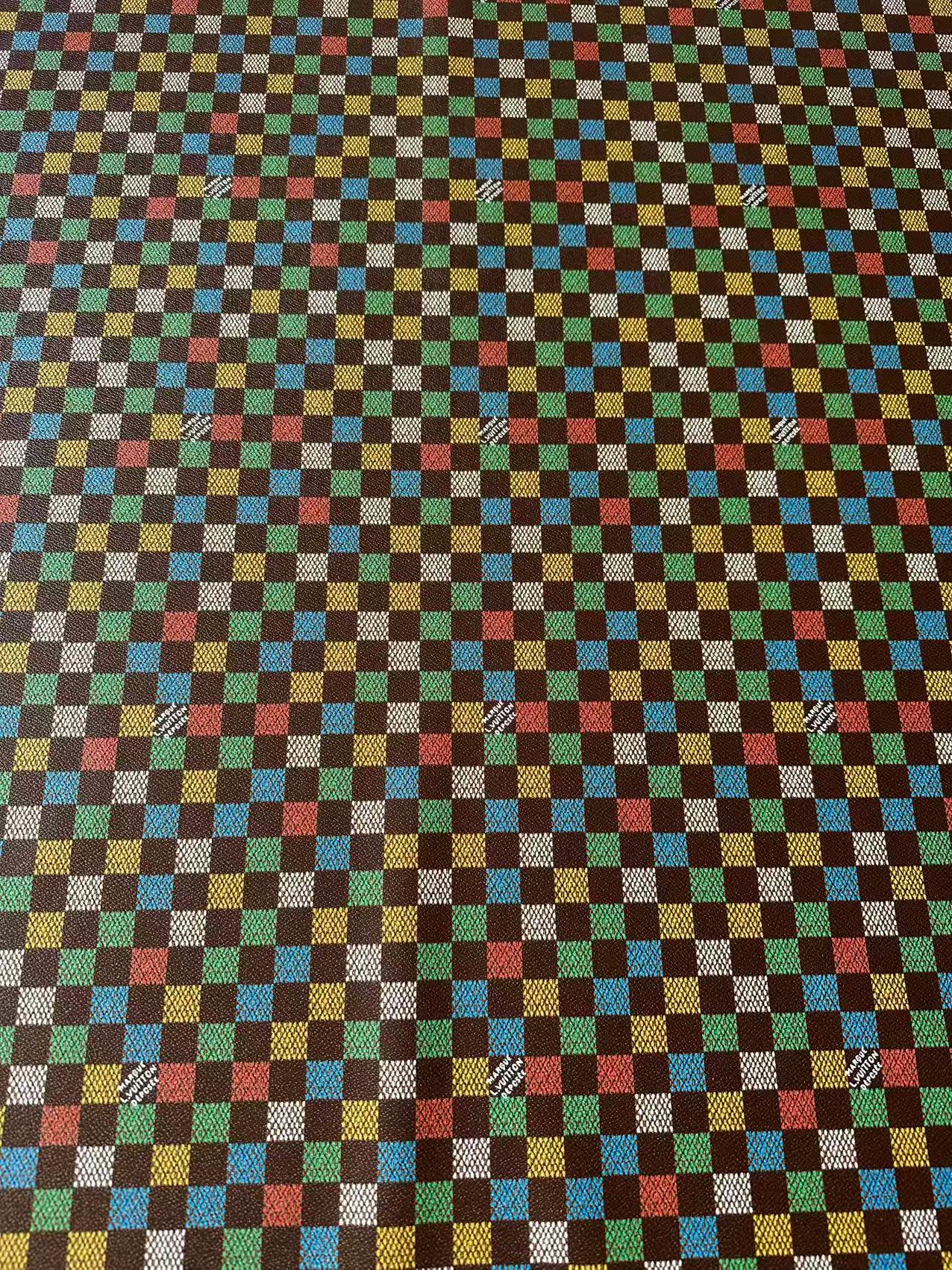 Craft Colorful Damier Leather Fabric For Handmade Shoes, Upholstery,Car DIY Goods By Yard
