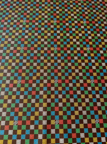 Craft Colorful Damier Leather Fabric For Handmade Shoes, Upholstery,Car DIY Goods By Yard