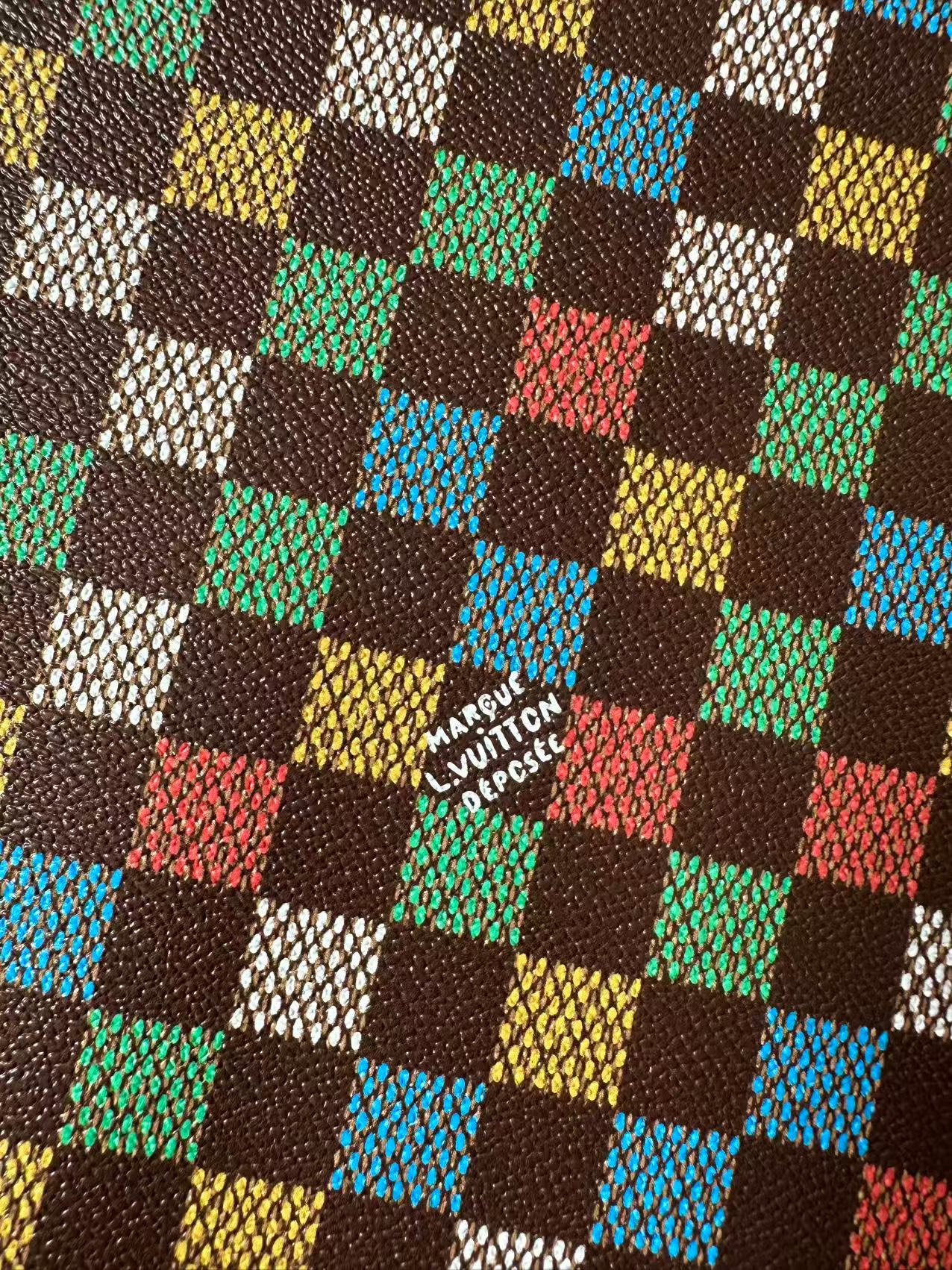Craft Colorful Damier Leather Fabric For Handmade Shoes, Upholstery,Car DIY Goods By Yard