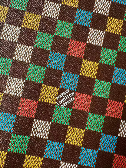 Craft Colorful Damier Leather Fabric For Handmade Shoes, Upholstery,Car DIY Goods By Yard