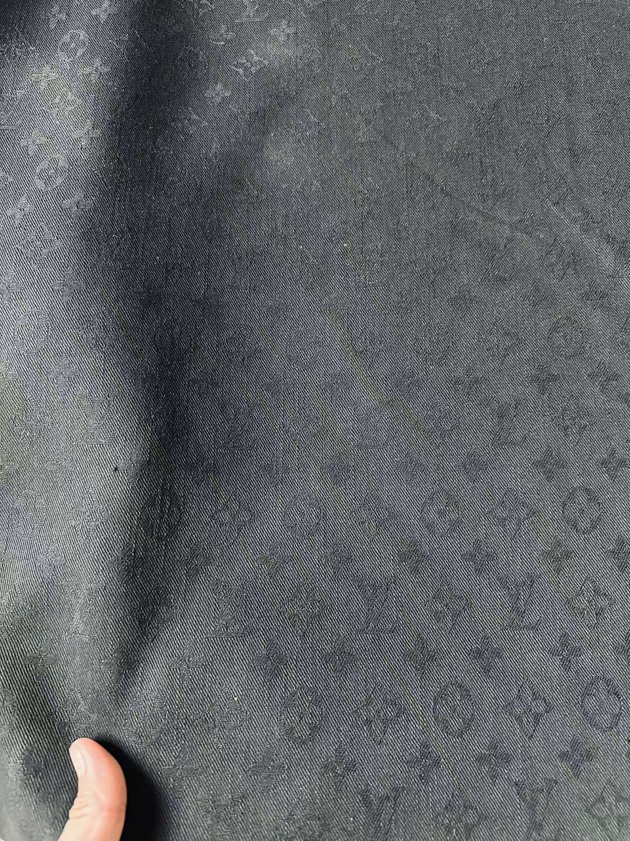 Craft 100% Cotton Black LV Jacquard Denim Cloth Fabric For Handmade Apparel