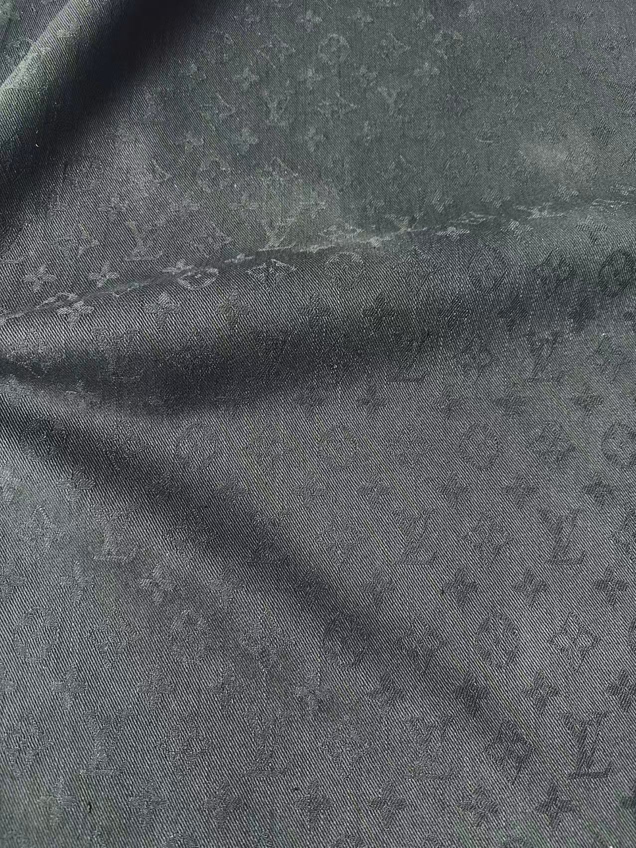 Craft 100% Cotton Black LV Jacquard Denim Cloth Fabric For Handmade Apparel