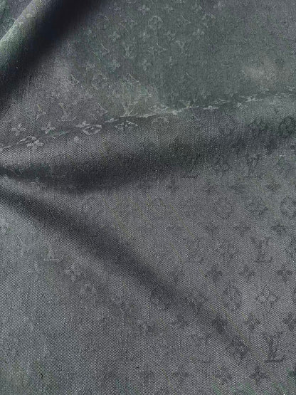 Craft 100% Cotton Black LV Jacquard Denim Cloth Fabric For Handmade Apparel