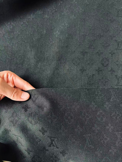 Craft 100% Cotton Black LV Jacquard Denim Cloth Fabric For Handmade Apparel