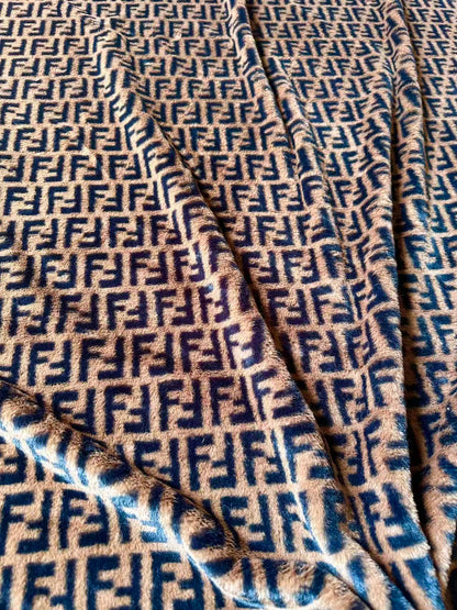 Fashion Brown Fendi Fur Thick Fabric For Handmade Clothing ,Bags ,Shoes By Yards
